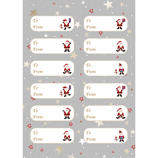 Happy Santas on Grey Labels