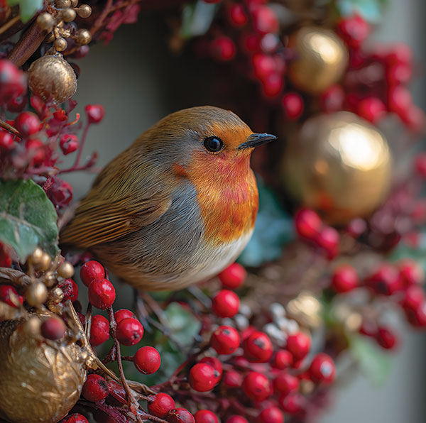 Robin and Red Berries