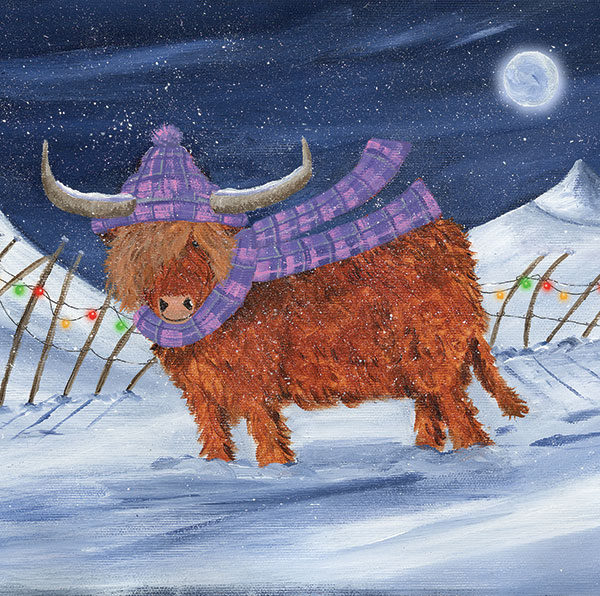Highland Cow with Scarf