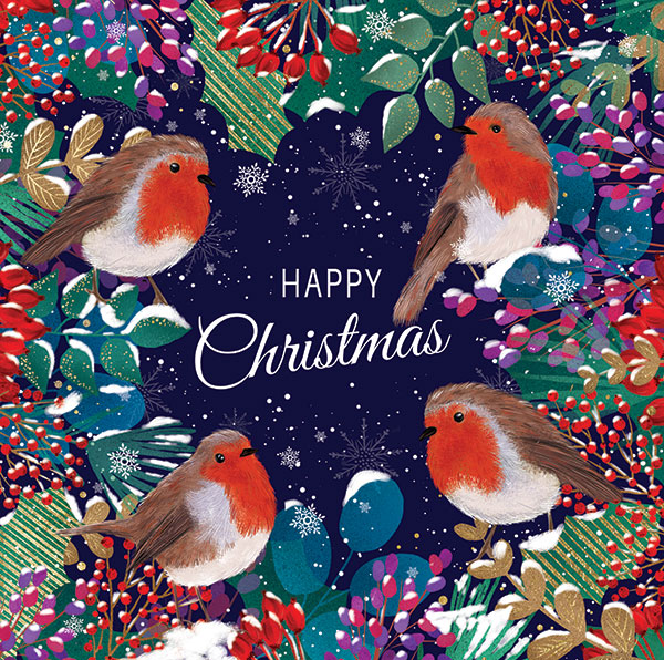 Floral Winter Robins
