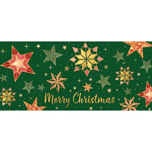 Red & Gold Stars on Green Wallet