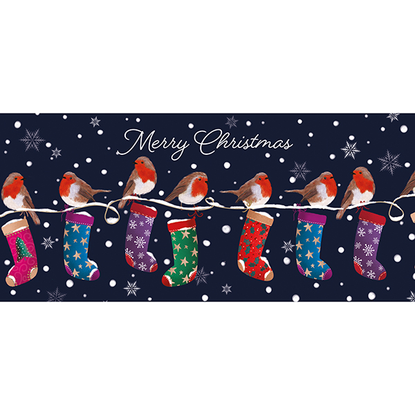Robins & Stockings on Dark Navy Wallet