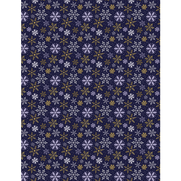 Blue with White & Gold Snowflakes Wrap & Tags