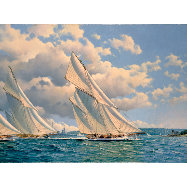 The Earl of Dunraven's yacht Cariad II leads off Cowes - Correspondence Cards