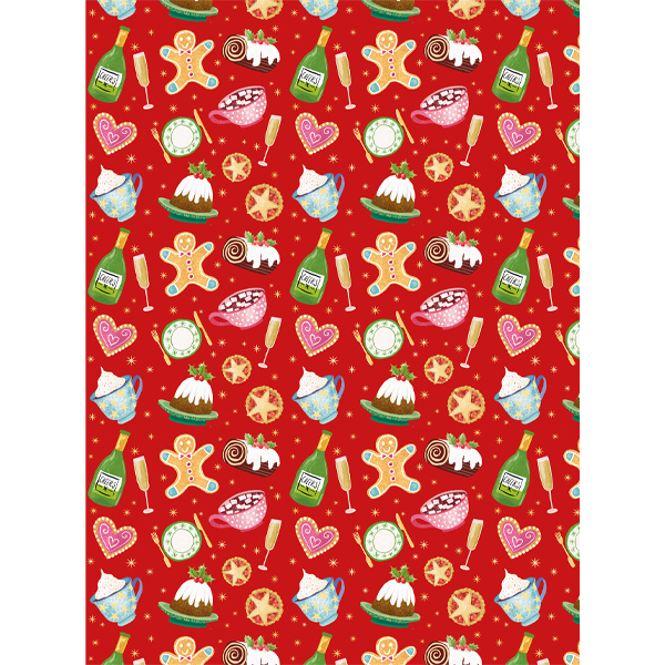 Festive Food on Red Wrap & Tags