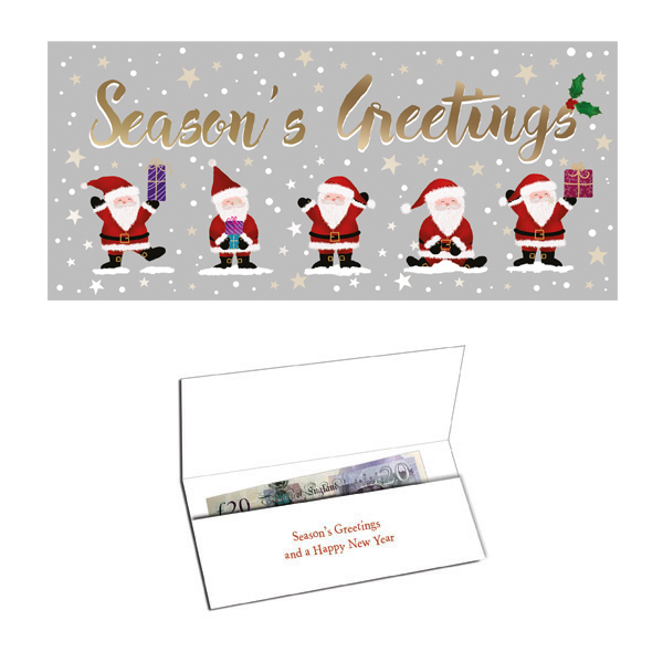 Happy Santas on Grey Wallet