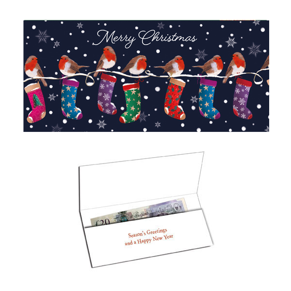 Robins & Stockings on Dark Navy Wallet
