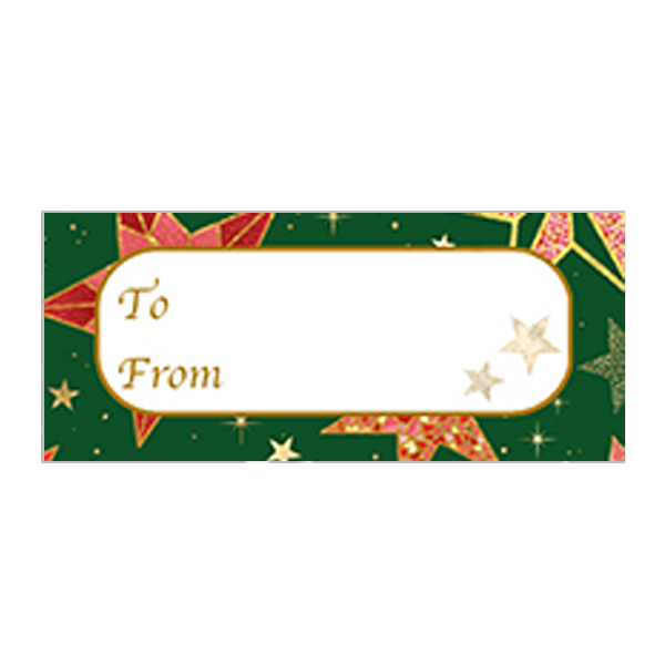 Red & Gold Stars on Green Labels