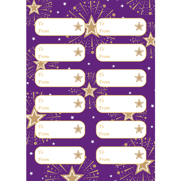 Purple with Gold Stars Labels
