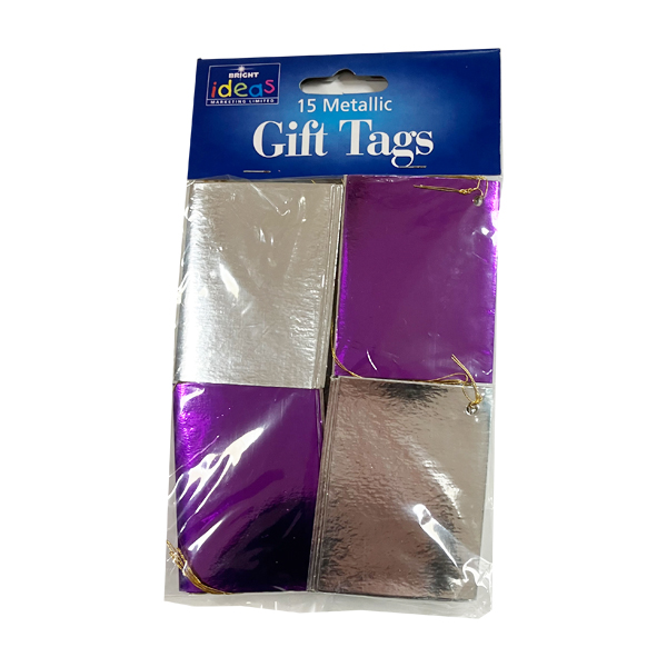 Silver and Purple Strung Tags