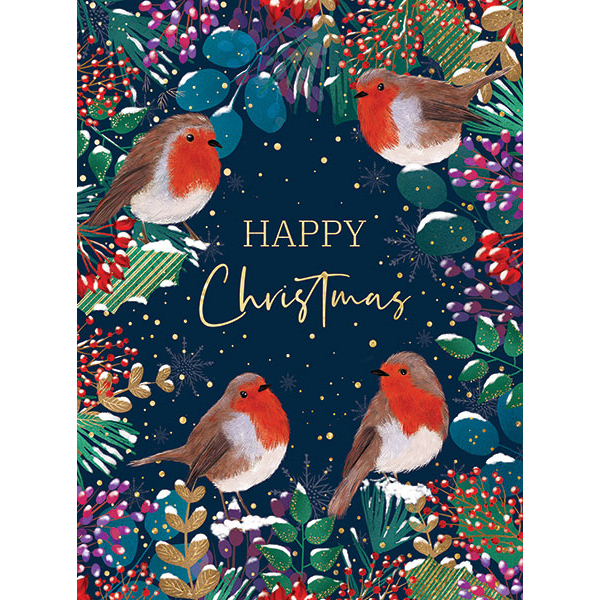 Floral Winter Robins