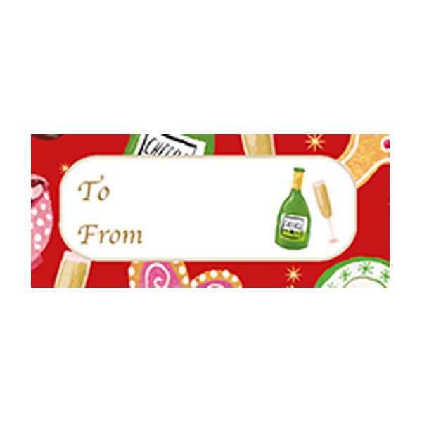 Festive Food on Red Labels