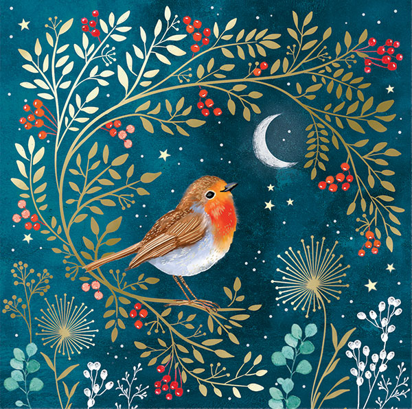 Moonlit Floral Robin