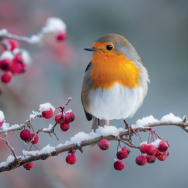 Robin On Snowy Branch